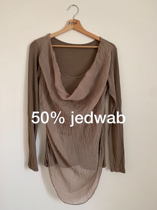 Bluzka w kolorze kawy z mlekiem, 50% jedwab S/M
