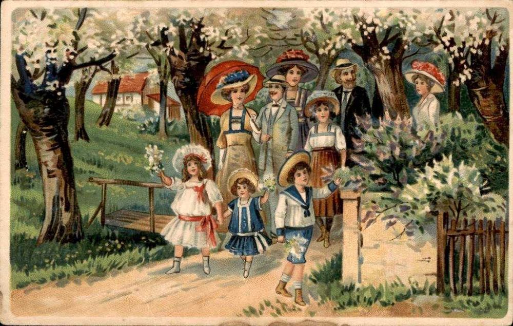 117 Postais ANTIGOS com cenas familiares. 1.ª metade do século XX