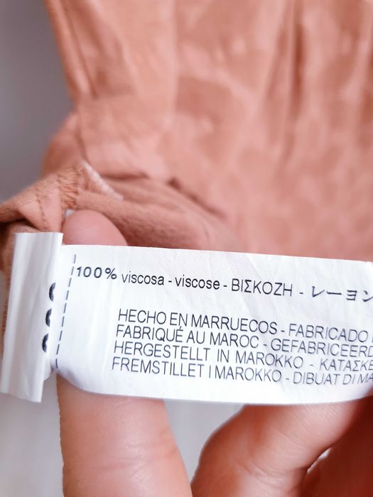 Ruda sukienka w liście z wiskozy Zara 158 164