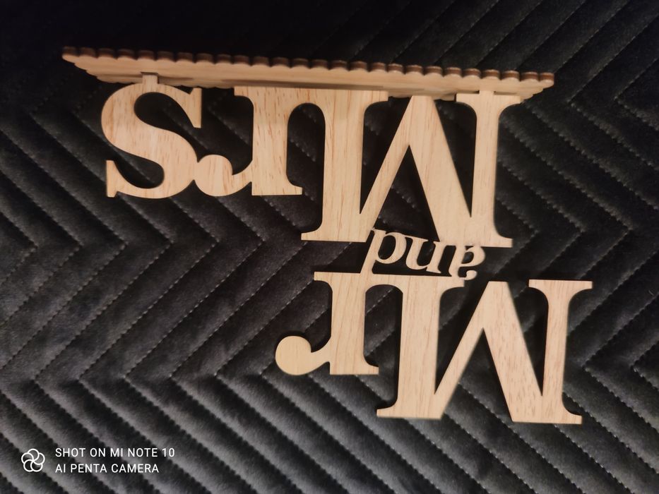 Toper Mr and Mrs drewniany duży ślub wesele Boho rustykalne