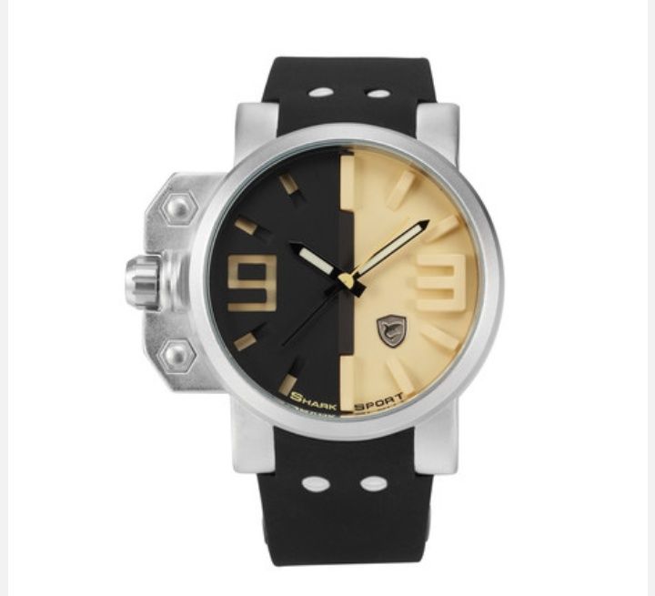 Zegarek Salmon Shark Quartz Sport Japan 3D kwarcowy  Czarno Beżowy