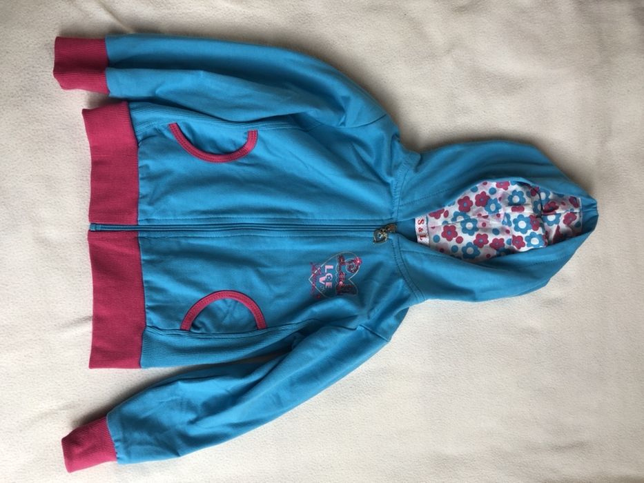 Bluza bawełniana dziewczęca z kapturem 122