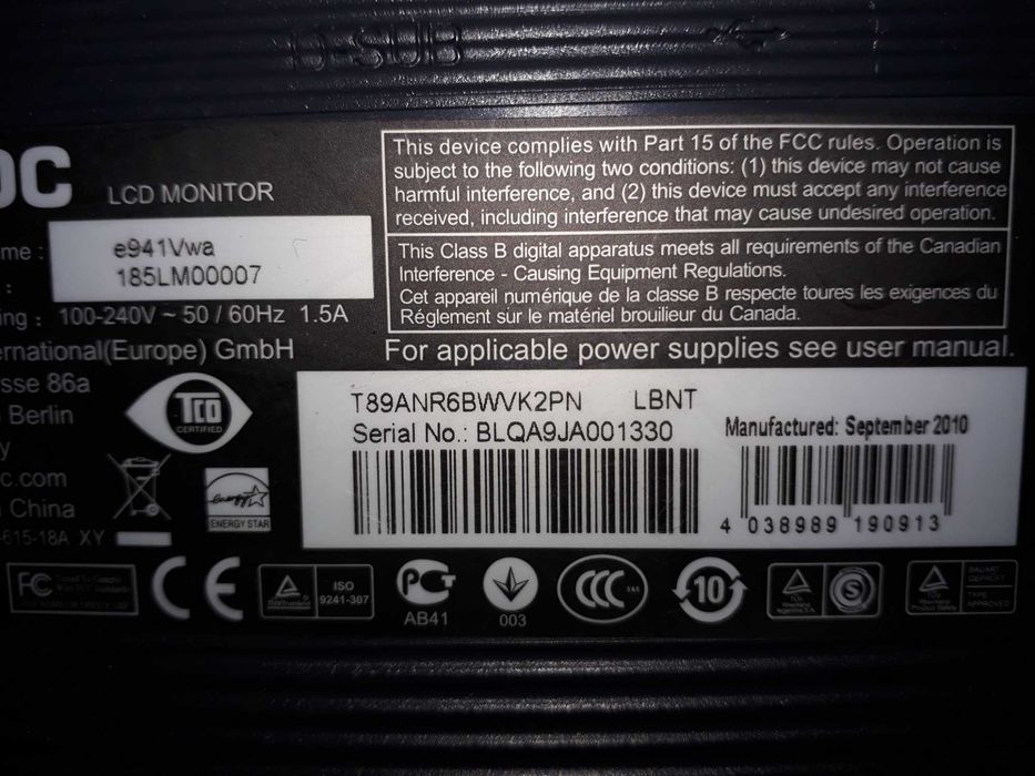 Монитор 19" AOC E941VWA