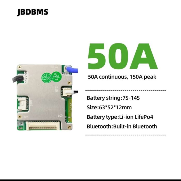 JBD Smart BMS lifepo4 , Li-ion 7s-14s 50A
