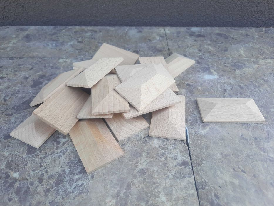 Aplikacje piramidy 20szt koperty buk 6,5x3,5cm zegara mebla renowacja