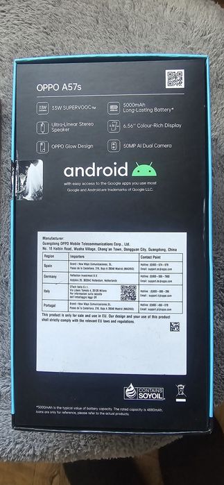 OPPO A57S | Preto | 4 GB - 128 GB