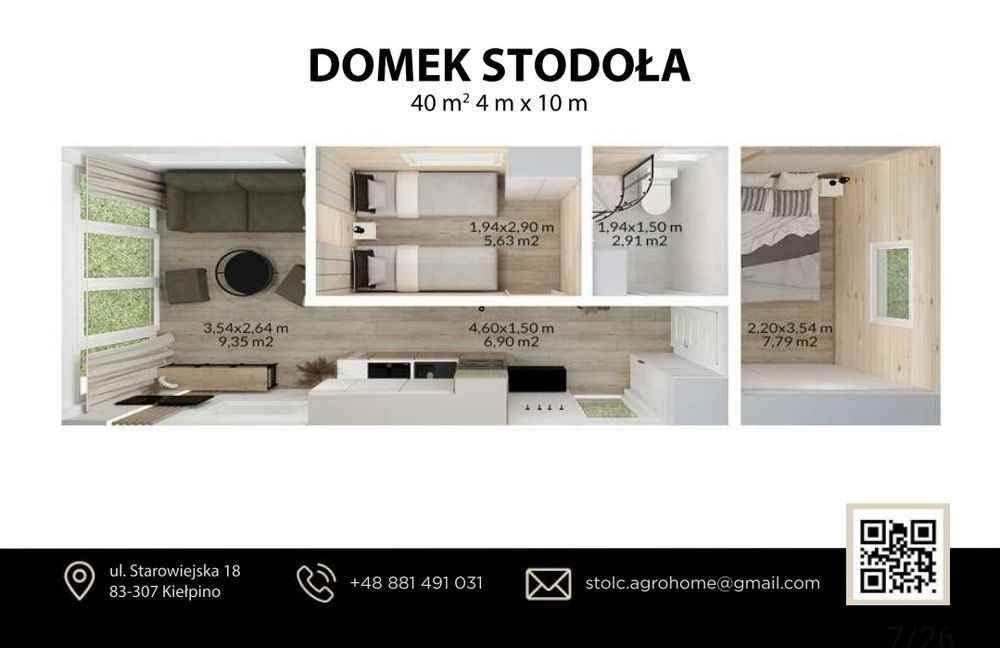 Domek dom na zgłoszenie mobilny 40m² na kołach holenderski nowy