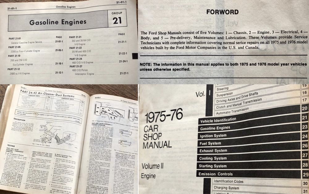 Książka Silnik Ford 1975 76 Car Shop Manual Engine vol 2 retro mechani