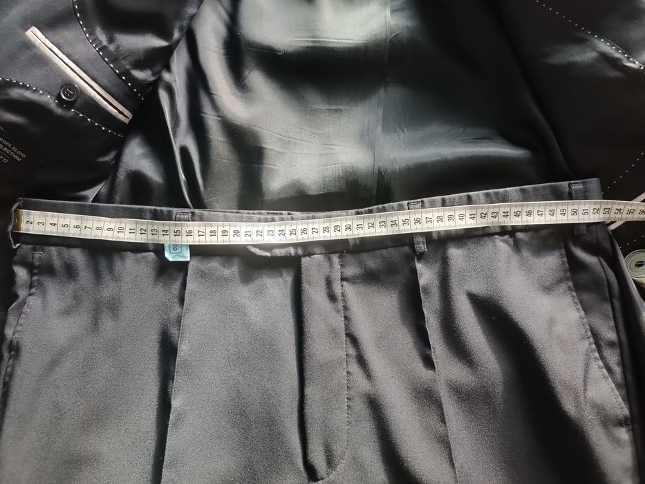 Garnitur męski XXL Lancerto wełna granatowy smoking ślubny wesele