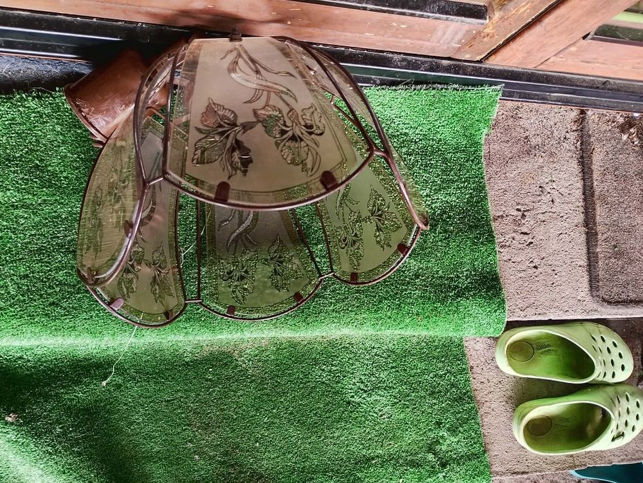 Lampa wisząca brązowa z PRL-u