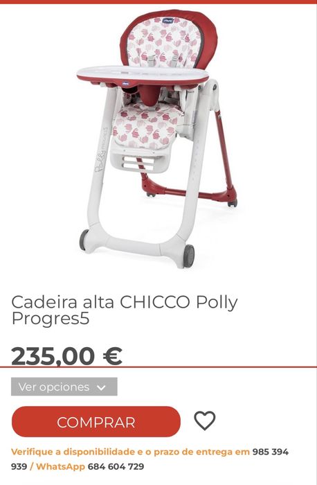 cadeira alimentação infantil chicco polly progres5