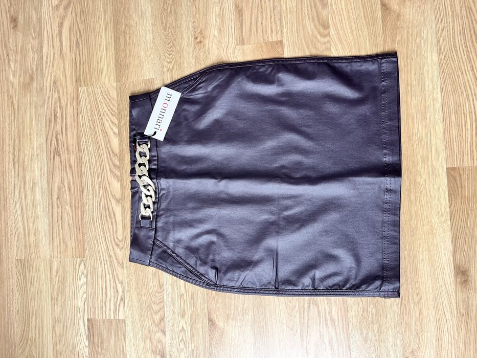 Fioletowa krótka spódnica 40 Monnari ze złotym paskiem nowa z metką