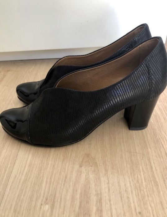 Eleganckie skórzane buty na obcasie Filipczyk (założone raz)