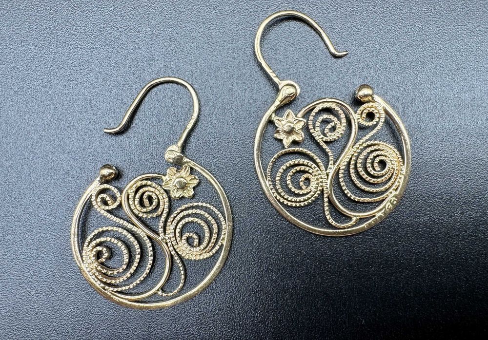 Złote kolczyki, czerwone złoto 14ct 585, waga: 4,82g