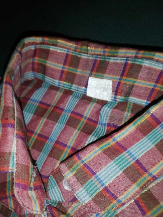 Bluzka mała bluzeczka krateczka ze zlota nitka 36