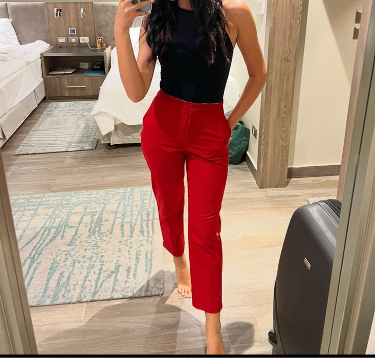 Червоні класичні штани Zara Розмір S