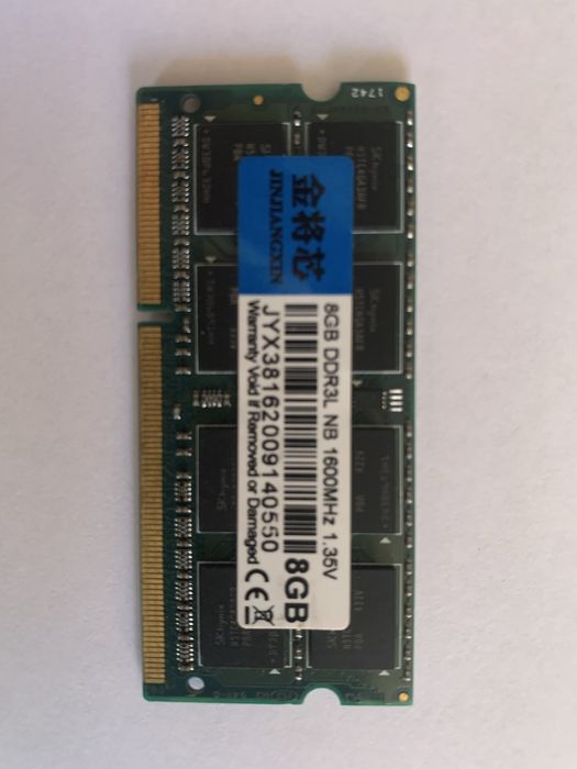 Оперативна памʼять для ноутбуку 8GB DDR3L NB 1600MHz 1.35V Jinjiangxin