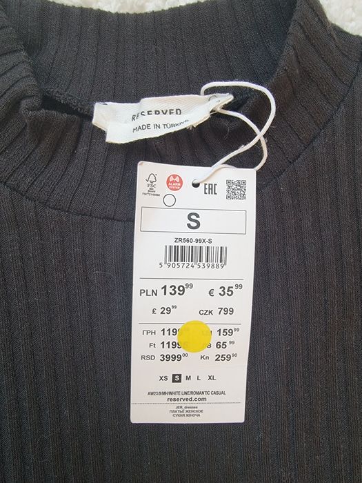 Czarna sukienka z plisowaniem Reserved S nowa z metką