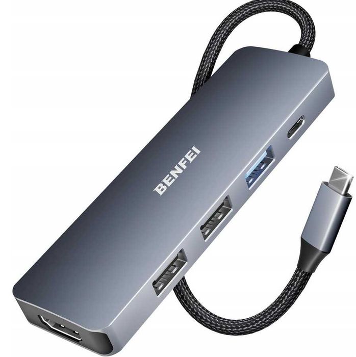 ADAPTER USB 5W1 BENFEI Hub 3 Porty USB-A 4K HDMI Aluminiowa Obudowa 100 W