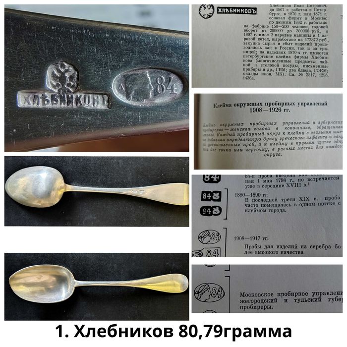 Серебряные столовые ложки антиквариат Хлебников Курлюков Севьер 84 875