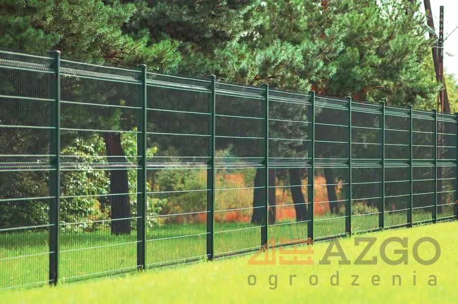 Zielone ogrodzenie z siatki panela 3d podmurówka słupek dostawa  mont.