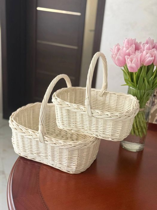 Набір квадратних кошиків Двійка 2 шт плетені з натуральної лози