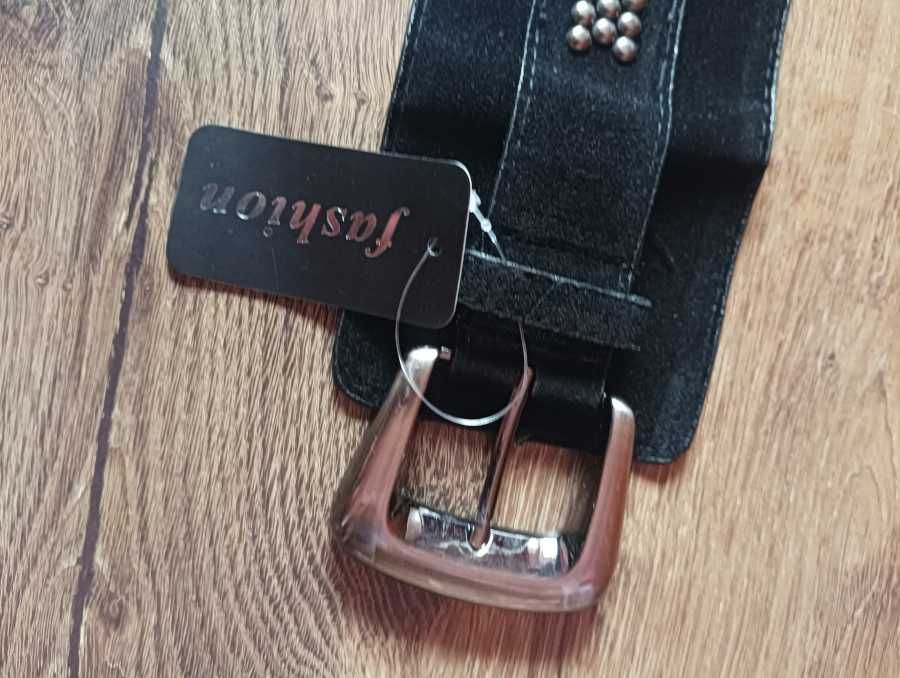 Szeroki czarny pasek damski fashion