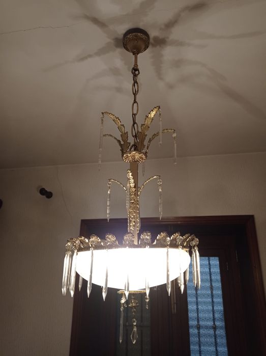 Candeeiro / Candelabro de Cristal e Metal
