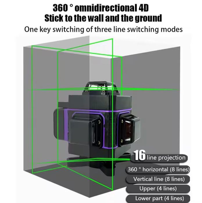Nível a Laser 4D 16 Linhas (2 baterias)
