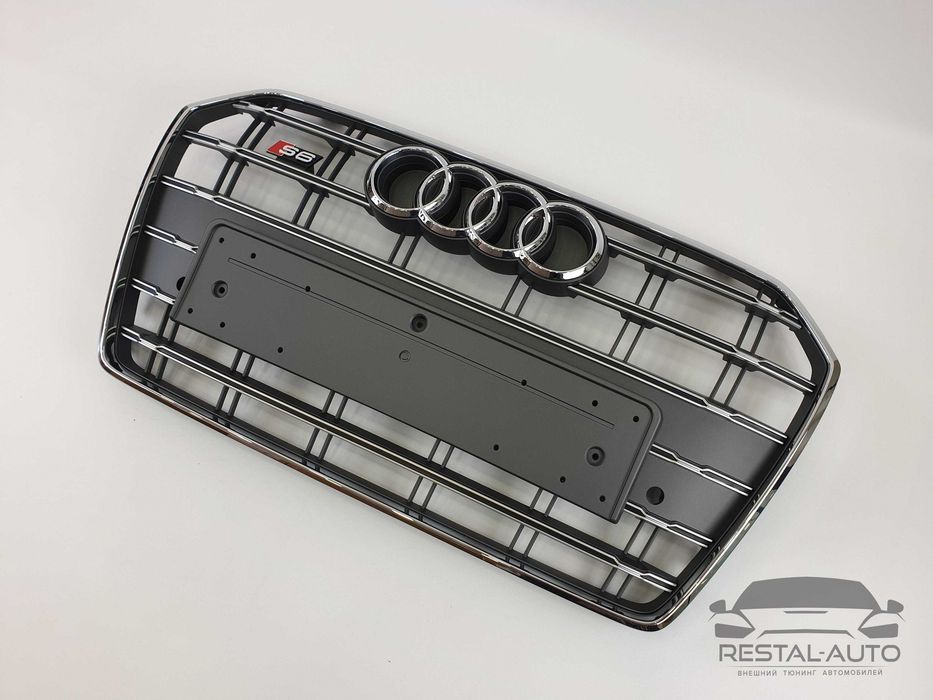 решетка радиатора Audi A6 2014-2018год Серая с хромом (в стиле S-Line)