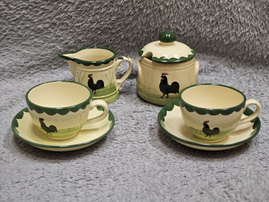 Zestaw Zeller Keramik filiżanki kogut cukiernica mlecznik
