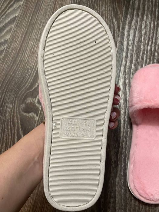 Пушистые домашние тапочки тапулечки 39 размер розовые