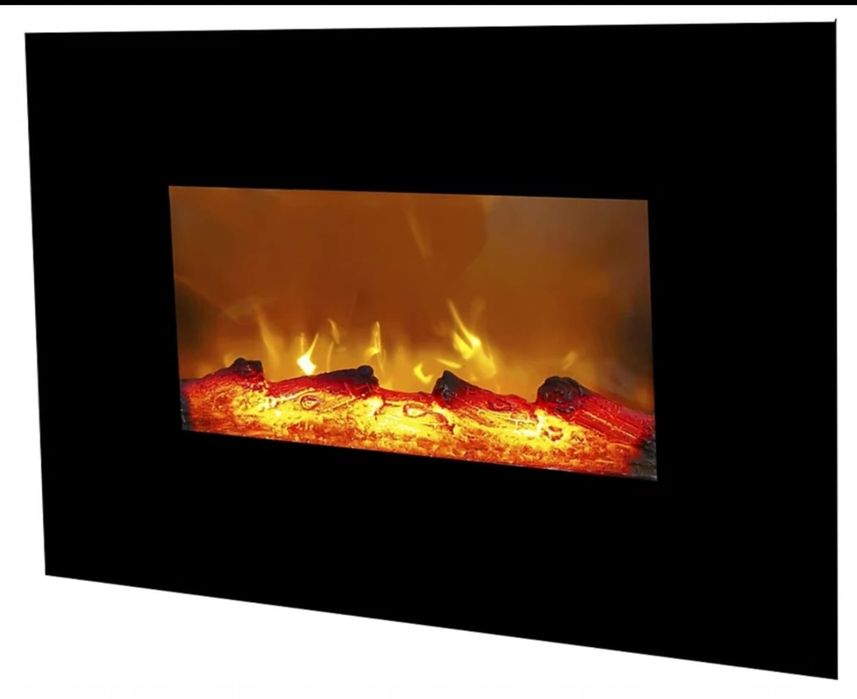 Kominek ścienny Kingfisher czarny z funkcją grzewczą 1800 W