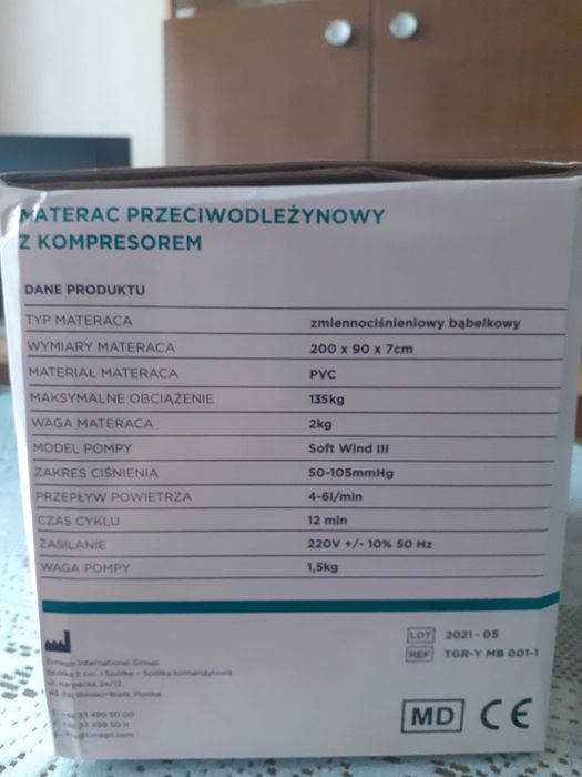 Materac przeciwodleżynowy z kompresorem - stan idealny