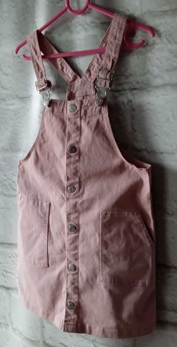 Różowa spódniczka ogrodniczka na szelkach H&M 9-10 lat