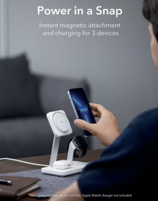 Bezprzewodowa ładowarka ESR HaloLock 3w1 AIRPODS IPHONE APPLE WATCH