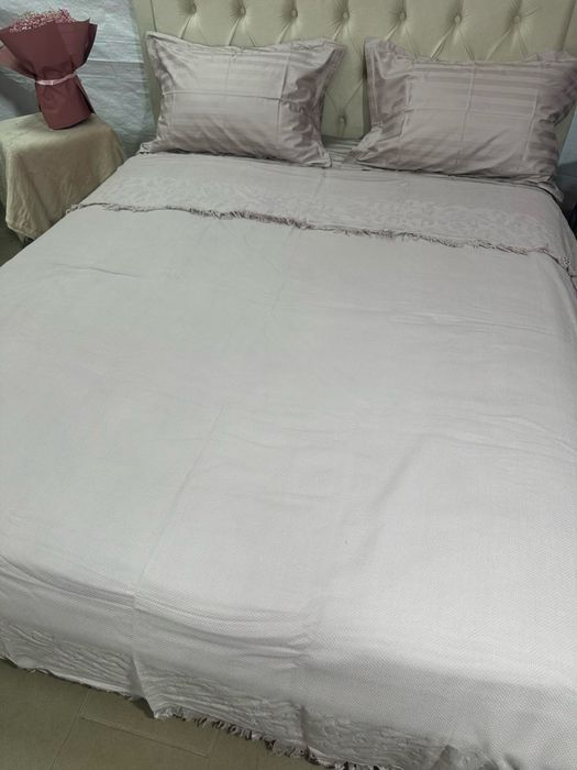 Ексклюзивні натуральне махрові-сатинові комплекти білизни з покривалом