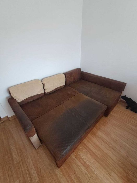 Kanapa brązowa narożnik
