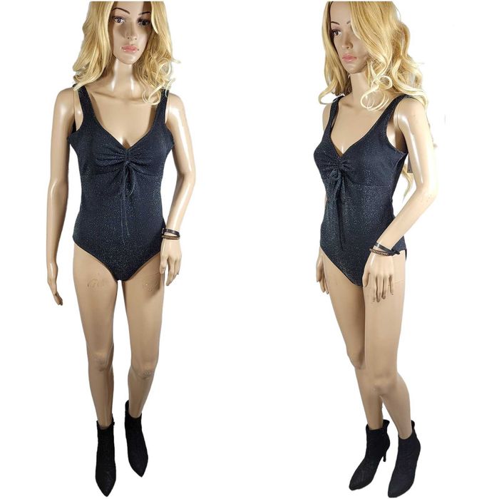 Nowe czarne srebrne błyszczące body Bershka 38,M