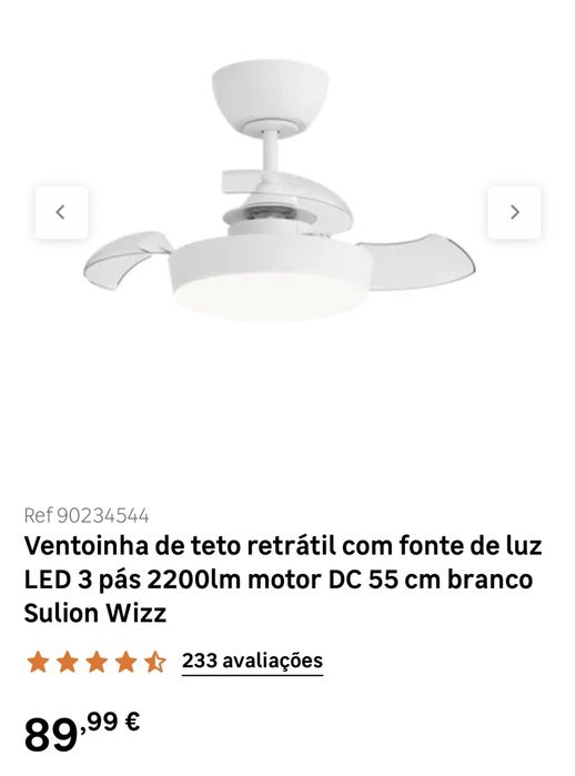 Ventoinha de teto retrátil