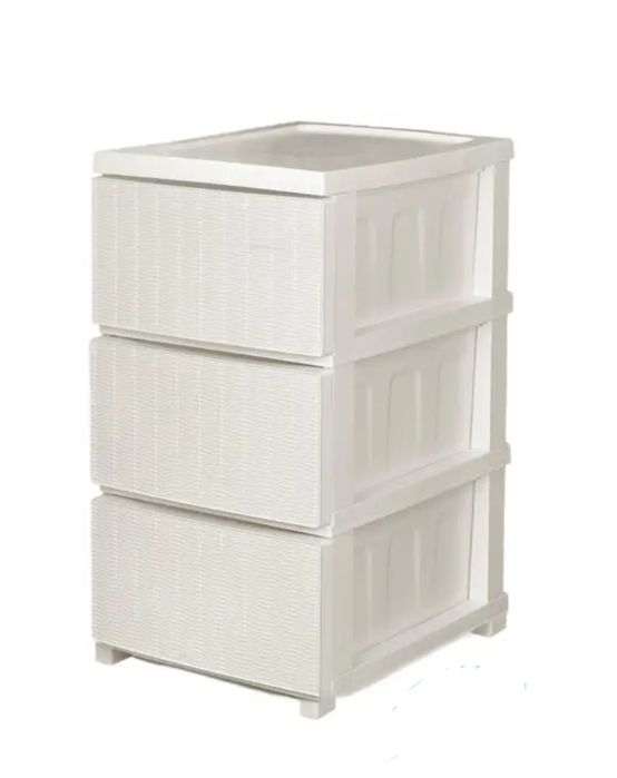 Білий пластиковый кoмод, шкaфчик на 3 поверха для шкільних речей