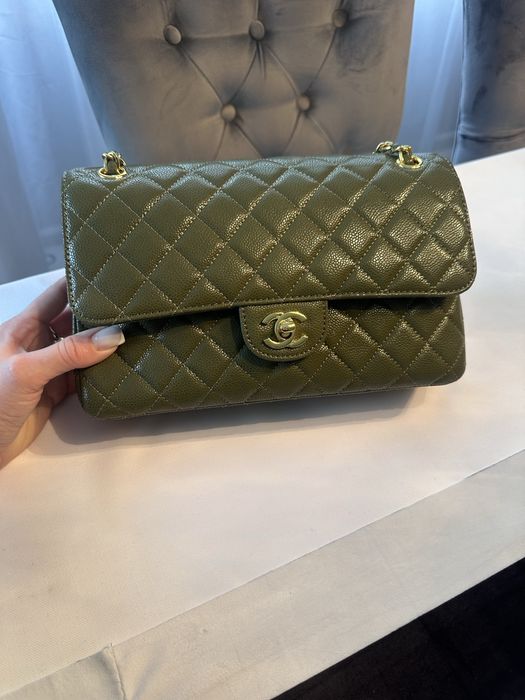 Torebka Chanel oliwkowa khaki piekna