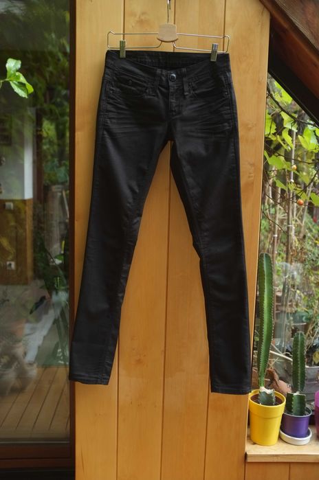 czarne grube jeansy G-Star Raw Denim 3301 Soni Snap Skinny WMN rockowe