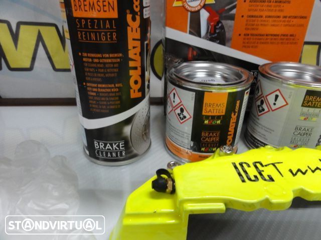 Tinta alta temperatura Foliatec de cor Amarelo Neon Brilhante para bombas / pinças travão, kit 3 c