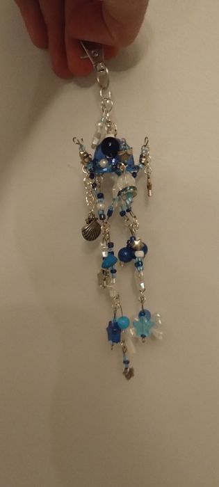 Brelok meduza niebieska handmade