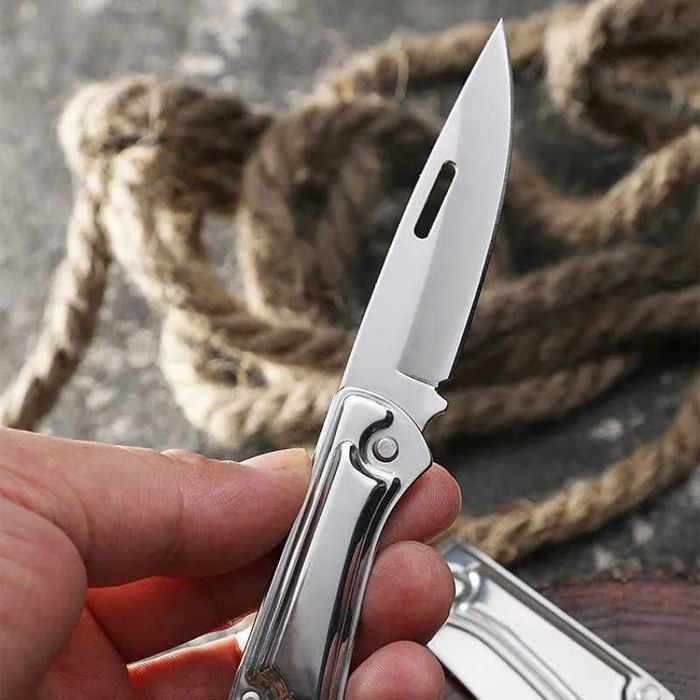 Scyzoryk Kieszonkowy 16cm Składany Nożyk z Klipsem Chromowy Breloczek