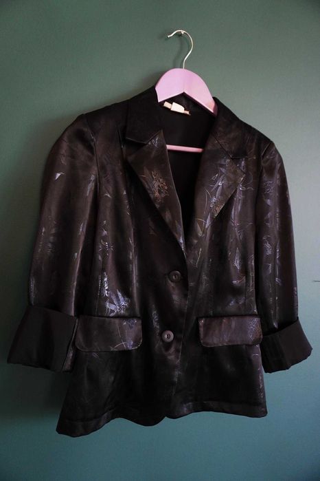 Marynarka czarna motyw wzór połyskująca błyszcząca 38 M