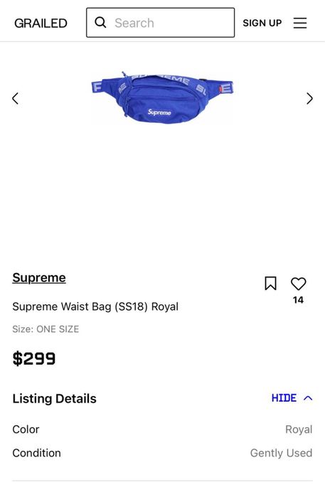 Supreme Waist Bag SS18 royal blue сумка бананка поясна