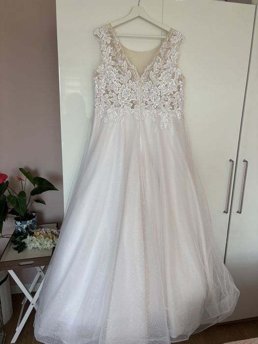 Suknia ślubna gorset rozm 42 tiul brokat