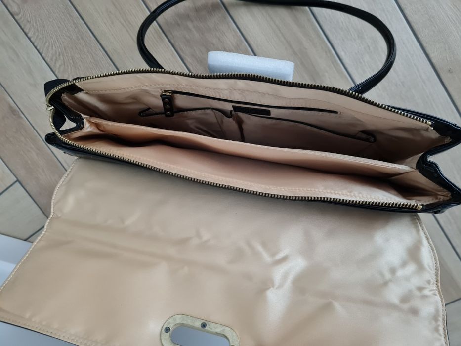 Oriflame lakierowana elegancka torba shopper czarna NOWA